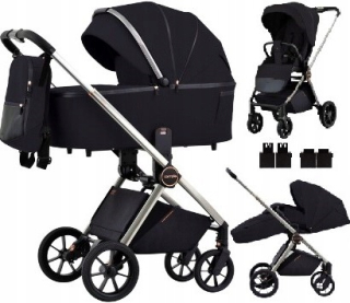 Detský kočík CARRELLO Ultra CRL-6525 2v1 Night Black + adaptéry ALFA Carrello na autosedačku Maxi-Cosi Cybex