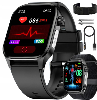 SMARTWATCH HODINKY EKG MERANIE CUKRU PULZ TLAKU TEPLOTA SATURÁCIA