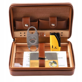 COHIBA Humidor s koženým a dreveným puzdrom na cigary