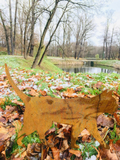 Záhradná dekorácia chodiaca mačka, Corten steel