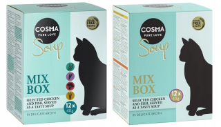 Konzerva pre mačky - Cosma Soup Soup pre mačaciu zmes príchutí I a II 24x40G