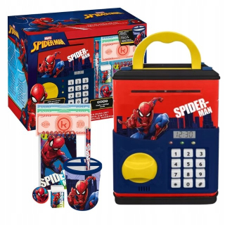 Pokladnička pre deti - Digitálne elektronické prasiatko SPIDER-MAN + KIDS príslušenstvo MV16010