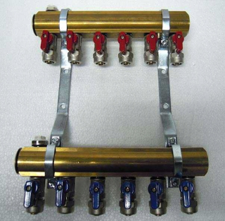 ROZVÁDZAČ 6 PRE ÚT + VENTILY 1/2 x 16 PEX + RES