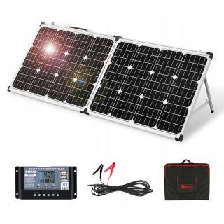 Skladací prenosný solárny panel DOKIO 100 W 12 V monokryštalický solárny panel