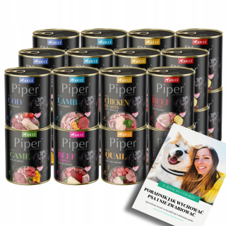 DOLINA NOTECI PIPER Mokré krmivo pre PSOV MIX 8 príchutí 24x 800g + E-KNIHA PES
