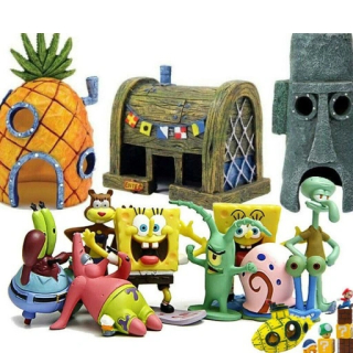Rozprávková figúrka - Chaty akvárium figuríny spongebob set