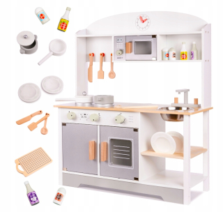 DREVENÁ KUCHYŇA PRE DETSKÉ hrnce DOPLNKY MDF MODERN CLASSIC 82CM