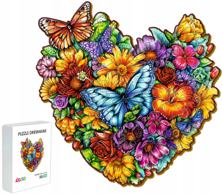 DREVENÉ PUZZZLE PRE DETI 151 KUSOV DARČEK SRDCE Z KVETOV PRE DETI