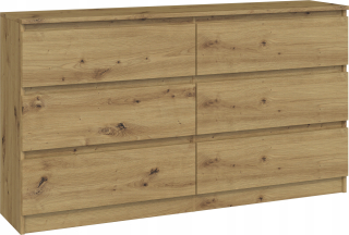 Komoda do detskej izby - Veľký komoda Malwa M6 140 cm 6 zásuviek dubový remeselník