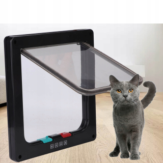 KLAPA DVERE MAČKA PSA ČIERNA 4 SPÔSOBY VSTUPU CAT XL 24,5 x 5,5 x 27,8