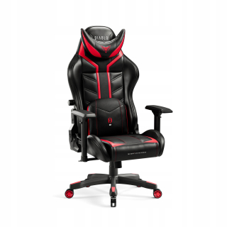 Herné kreslo Diablo Chairs X-RAY, čierna a červená ekokoža