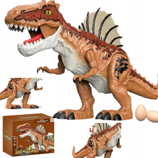 Interaktívny dinosaurus s pohyblivou hlavou, chvostom, chodí, búcha, vyťahuje vajíčka, LED