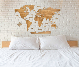Drevená mapa sveta zlatý dub 150x80cm premium