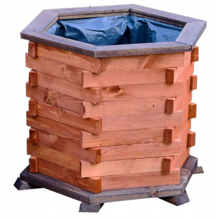 KONIUSZEK OGRODY kvetináč 50 cm x 50 x 41 cm priemer 40 cm drevené odtiene hnedej a béžovej