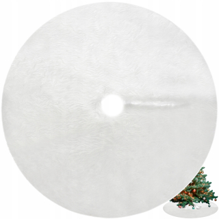 Vianočná dekorácia - Koberec pod vianočným stromčekom Mat Fur White Biely koberec 150 cm veľký pre guľaté darčeky