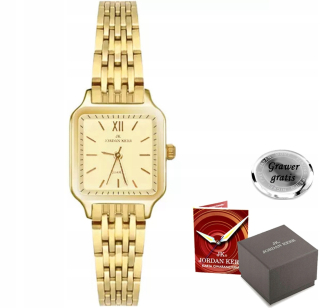 Zlaté dámske hodinky Jordan Kerr na náramku ELEGANT + gravírovacia krabička