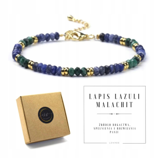 Dámsky náramok s LAPIS LAZULI - MALACHIT - PRÍRODNÉ KAMENE