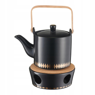 Čierny porcelánový čajník s podhrievačom GAJA Black - Elegancia na každom stole