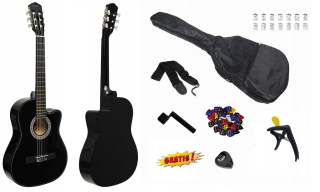 ELEKTROKLASICKÁ GITARA 4/4 MONTANA CEQ ČIERNY LESK + DOPLNKY - SET