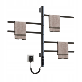Elektrický kúpeľňový radiátor 180° Otočný Black SIOYIE 675x415 mm