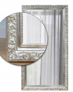 Exkluzívne zrkadlo v ŠTÝLOVOM ornamentálnom SILVER drevenom ráme 170x70 d5