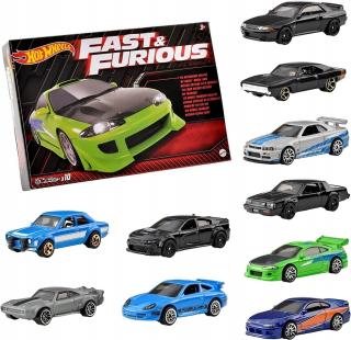 Sada autíčok - Fast & Furious Fast and Furious Cars Hot Wheels Set 10 kusov