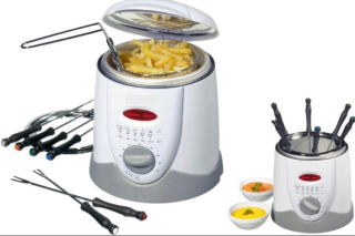 Olej fritézy mini 2in1 francúzske hranolky fondue set