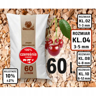 Chipsy na suché údenie 100% ČEREŠŇA 15 kg/60 litrov, certifikát triedy 04