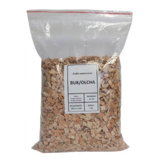 Drevené štiepky na údenie Bukové drevo Jelša trieda 10 / 4 LITRE / 1 KG