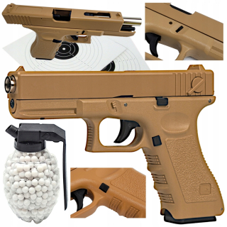 GLOCK 17 ASG REPLIKA GUĽOVÁ ZBRAŇ + GRANÁD + decht