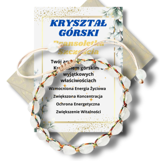 ROCK CRYSTAL, náramok šťastia, prírodný kameň, makramé