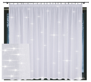 Hotová záclona - READY ZÁCLONA BIELA BATHIST FROST STRIEBORNÁ NIT