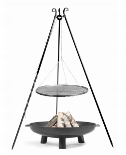 STROJÍK ZÁHRADNÝ GRIL ČIERNA OCEL 70CM + ZÁHRADNÉ OHNISKO BALI 80CM