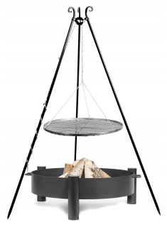 STOJÍK ZÁHRADNÝ GRIL ČIERNA OCEL 80CM + ZÁHRADNÝ OHNIŠŤ HAITI 80CM
