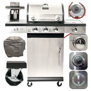 PLYNOVÝ GRIL 3+1 HORÁKY LIATIENOVÁ MRIEŽKA 9,3 kW KRYT BLAUPUNKT GG301
