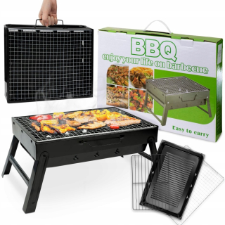 TURISTICKÝ GRIL PRENOSNÝ SKLADACÍ KUFRIK CAMPING CHARCOAL S RUKOVOU