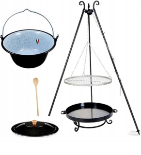 GRIL XXL nerezový rošt 70 cm Ohnisko 70 cm + VARNÁ VARNA 50 L + POKROK
