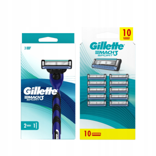Holiaci strojček Gillette Mach 3 SPORT na kazety žiletiek, 10 ks.