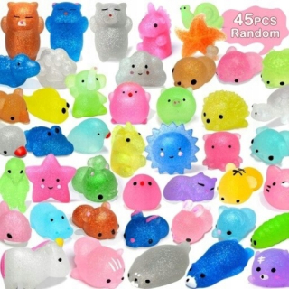 Glitter Squishy Mochi Stress Relief Toy 45 ks