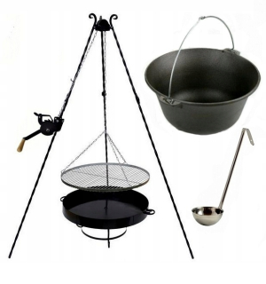 Grilovací rošt Nerezový 60cm cievkový ohnisko liatinový kotlík 11l