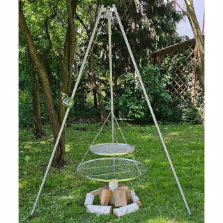 Nerezový statívový gril 250cm + 2 rošty 80 a 50cm + navijak LUX set