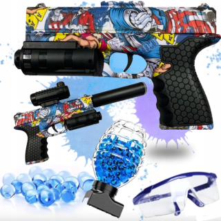 GEL BB GUN RIFLE AUTOMATICKÁ NABÍJAČKA BATÉRIE BEZPEČNÁ + Pop it - Push Pop Bubble - Tęczow Sensory Mat