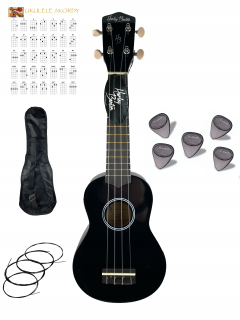 Sada čiernych púzdier na ukulele H. Benton