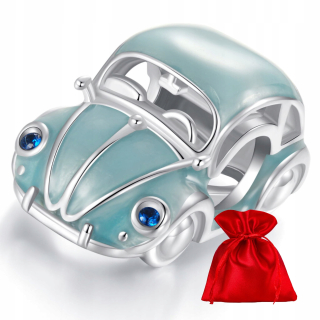 H312 Blue car Beetle strieborný kúzelný korálik, 925 strieborné korálky