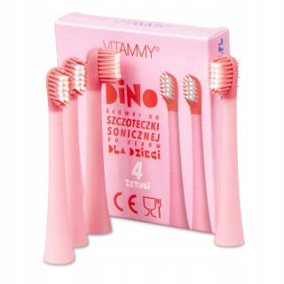 Hlavičky zubnej kefky Vitammy Dino, ružové