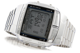 CASIO DB-360-1ADF pánsky digitálny náramok na hodinky strieborný kovový