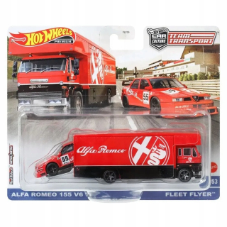 Sada autíčok - Tímové prepravu Hot Wheels Alfa Romeo 155 V6 +Flotila