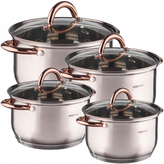 Súprava hrncov - Súprava hrncov Kinghoff Rose Gold, nehrdzavejúca oceľ, 8 ks.