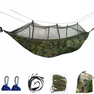 Hamak do záhrady - Hojdacia sieť bez tyče K&M odtiene zelenej 200 kg 260 x 140