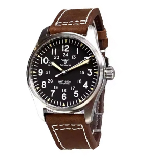 Kožené hodinky Tandorio Pilot 39 mm Sapphire NH35A